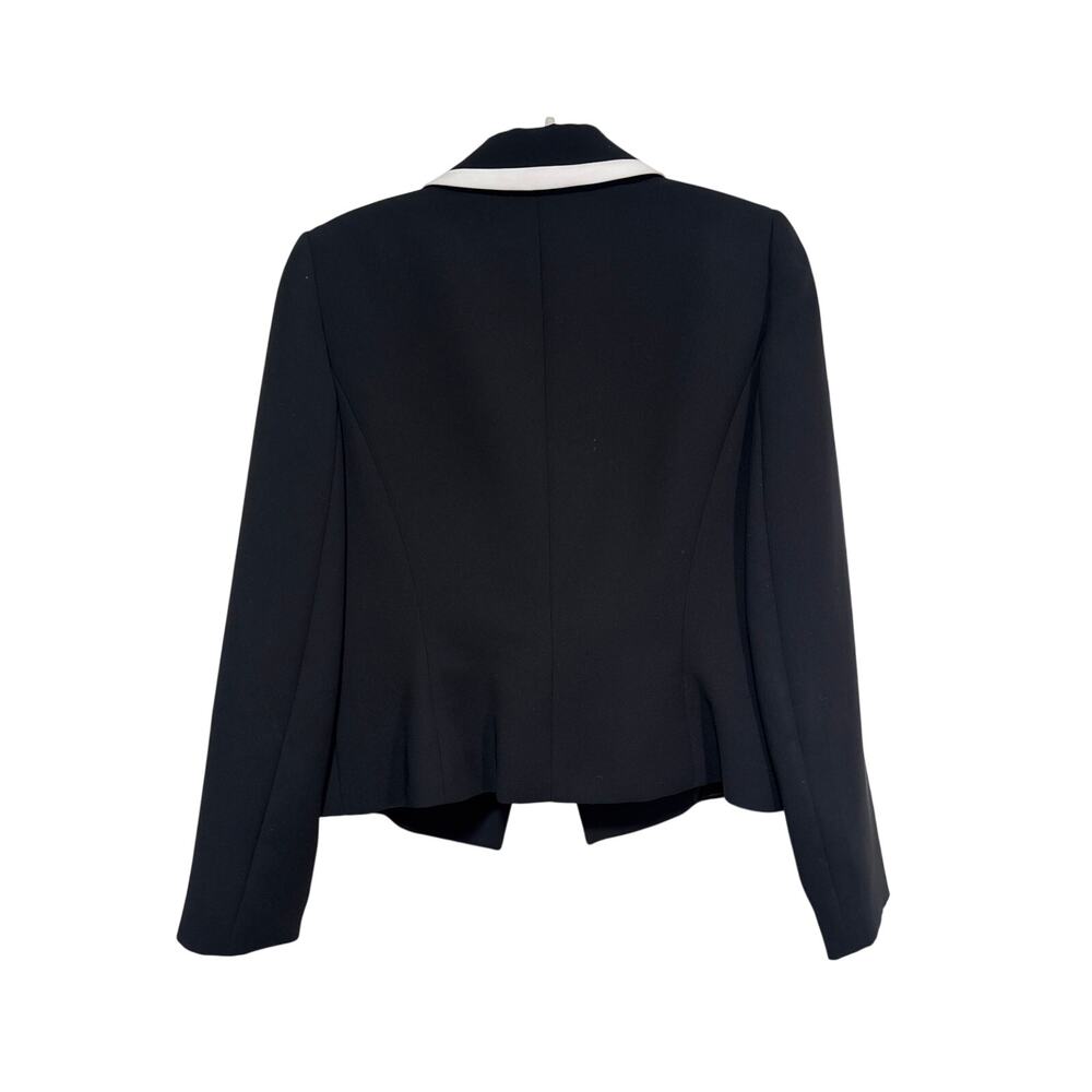 Tahari Black Cropped Blazer with White Trim Size 8 - Picture 7 of 7